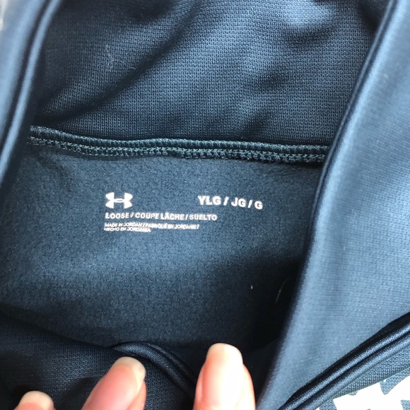 Under armour kids tech fleece teal mock neck crossover turtleneck sweatshirt - Picture 2 of 6